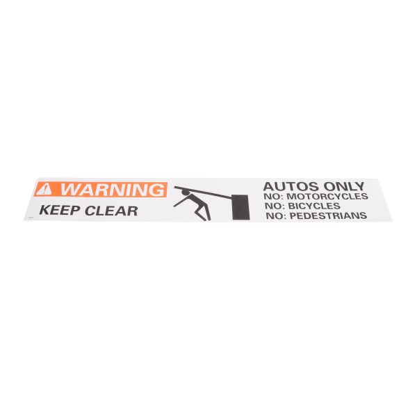 Keep Clear Cars Only Label (penny shown for scale)