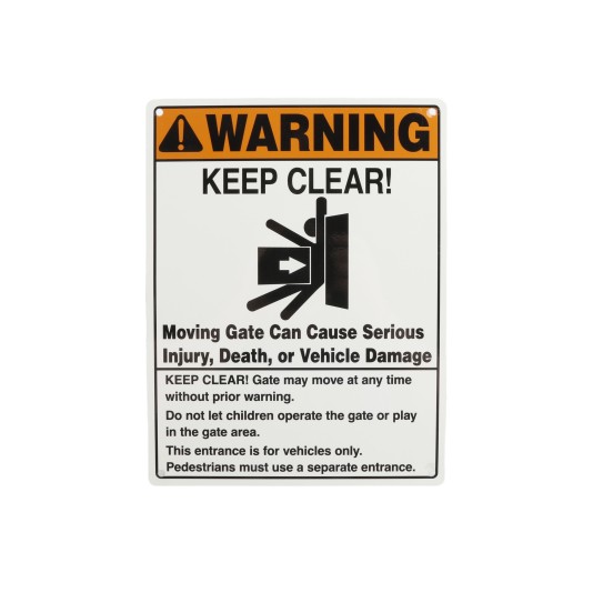 Gate Opener Warning Sign - Aluminum Gate Warning Sign - 8.5" X 11" Automatic Gate Warning Sign - Linear / Osco 2300-281