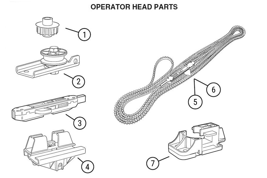 HBT Garage Door Opener Rail Replacement Parts Diagram