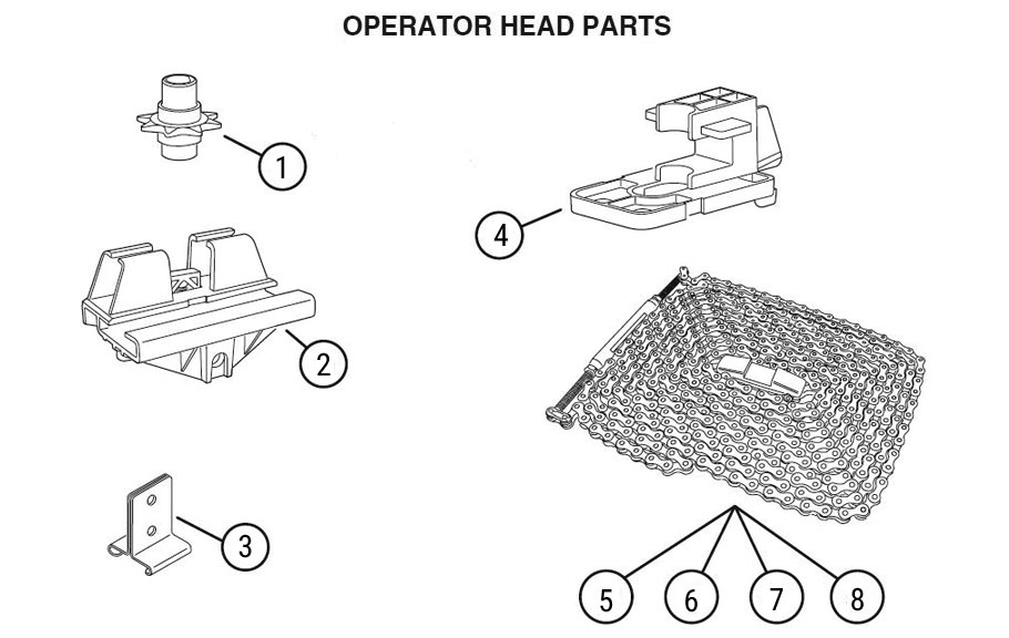 HCI Garage Door Opener Rail Replacement Parts Diagram